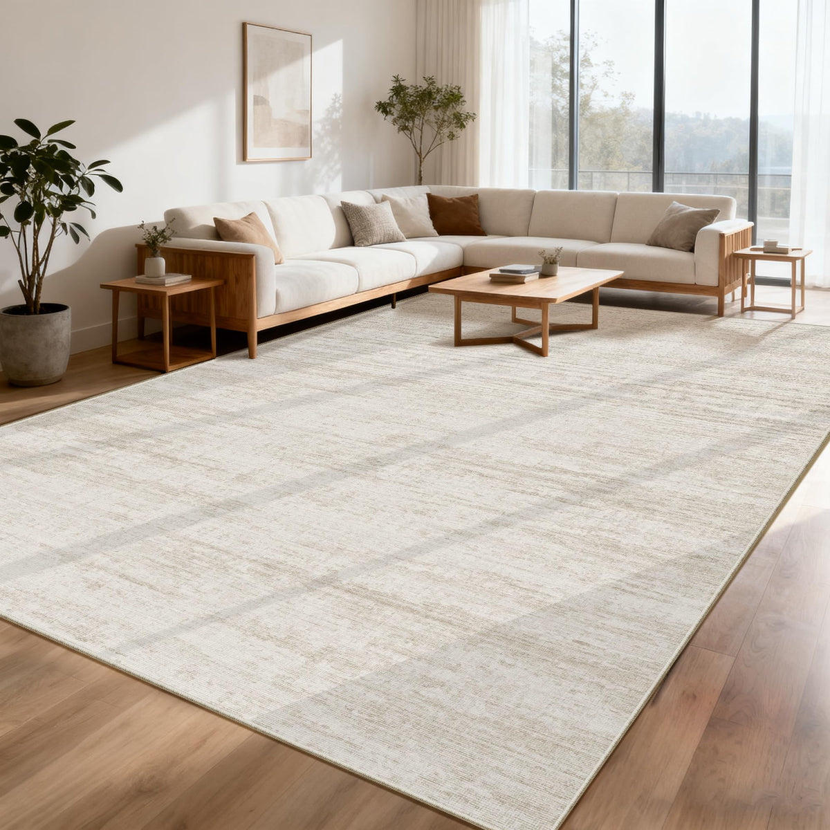 5x7 Area Rugs - Ultra-Thin Washble Rugs,Non-Slip Low Pile Abstract Print Rugs for Living Room,Home Office Decor,Stain Resistant Machine Washable Area Rug