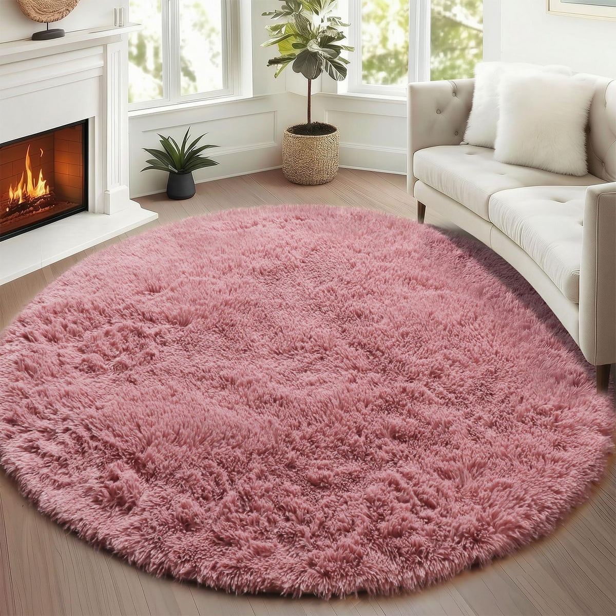 Area Rugs for Bedroom Living Room, 4x6 Fluffy Grey and Black Geometric Rug