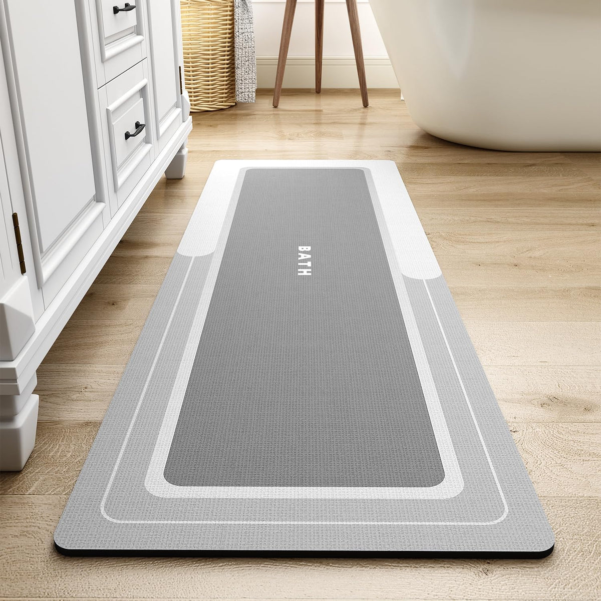 MontVoo-Bath Mat-Bath Mat Rug Non Slip Super Absorbent Stain Resistant Quick Dry Thin Bathroom Rug-Bath Mats for Bathroom Floor Bathtub Vanity-Bathmat Bath Rug Easy Care-17"x27" Darkgrey