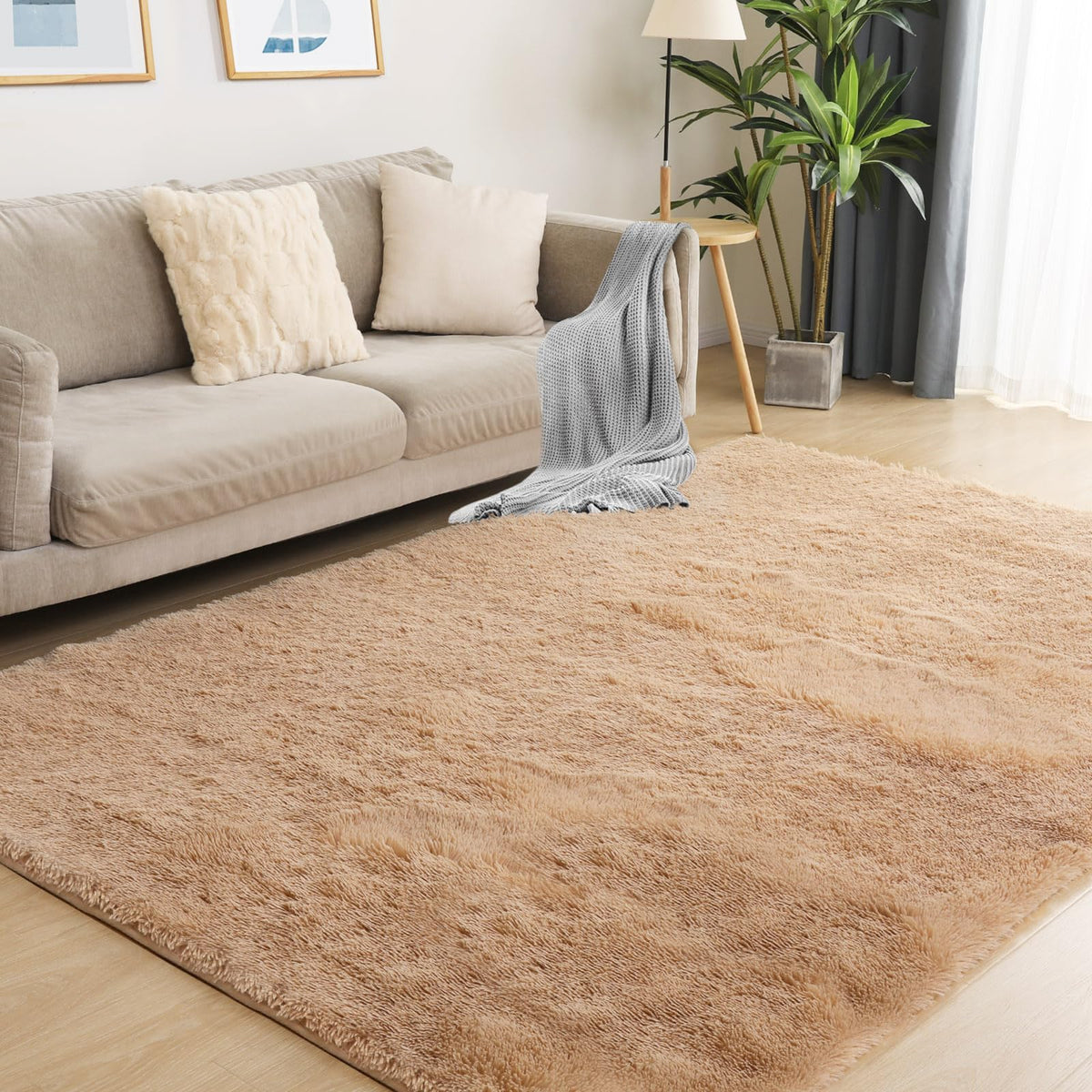 Puremy Fluffy Shag Area Rug, 4x6 Grey Rugs for Bedroom, Soft Plush Area Rugs for Living Room, Non-Slip Indoor Carpet for Nursery, Study Room, Dressing Room, Home Decor