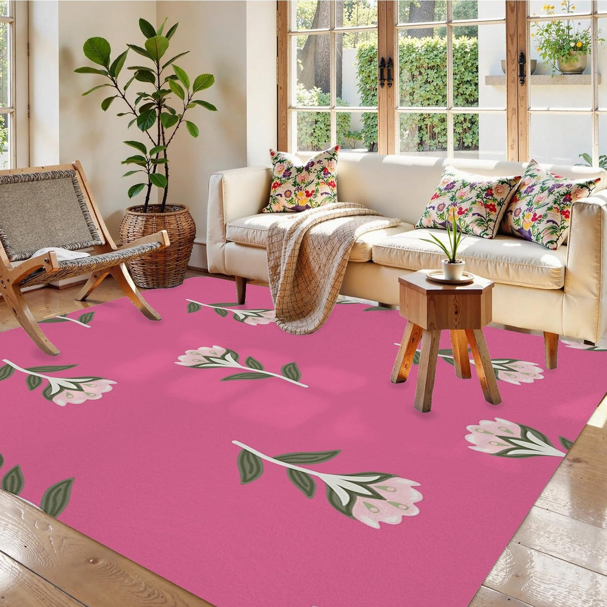 Vintage 5x7 Rug - Geometric Pattern Rug 2x6 - Colorful Rug for Bedroom Dining Room Kitchen Entryway Indoor Nostalgic Carpet, Non Slip & Soft Low Pile Indoor Washable Rugs for Women Teens J4