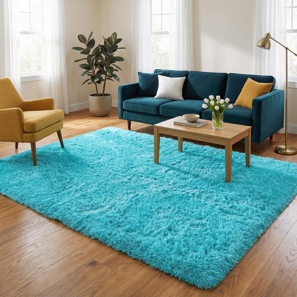 Merelax Soft Area Rug for Livingroom Bedroom, Machine Washable 4x6 Black Rugs Fluffy Shaggy Bedside Rug, Non Slip Indoor Carpet for Nursery Kids Room Home Decor Aesthetic