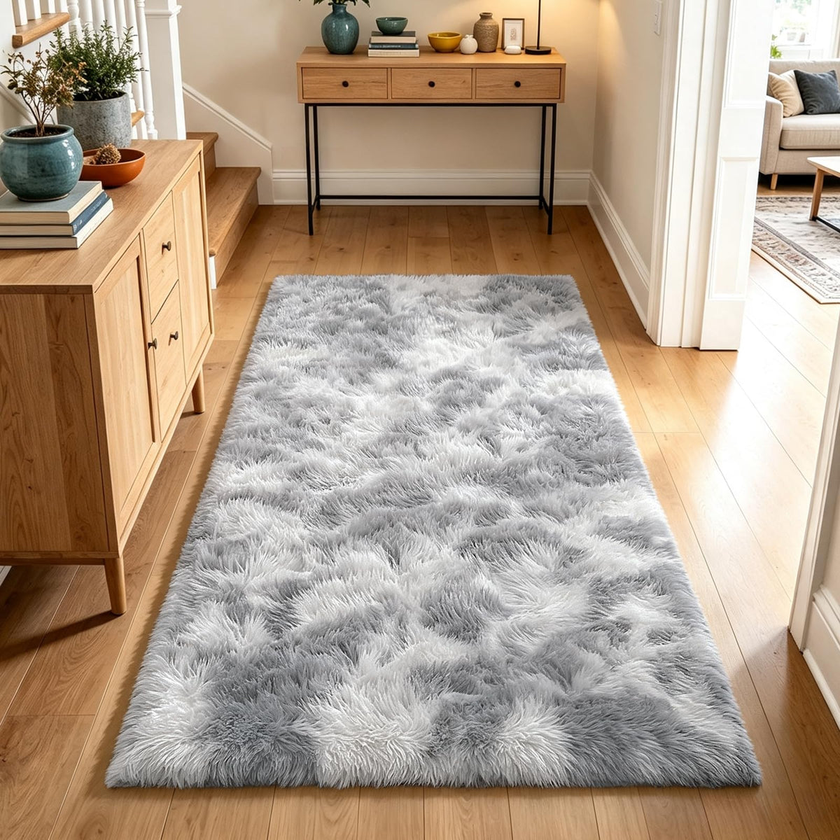 4x6 Beige Rug for Bedroom, Fluffy Shag Area Rug Small Rug Bedroom Carpet