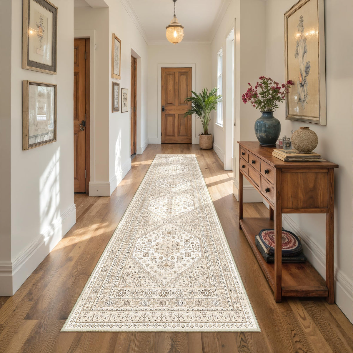 4x6 Area Rugs for Living Room, Non Slip Rugs for Bedroom, Beige