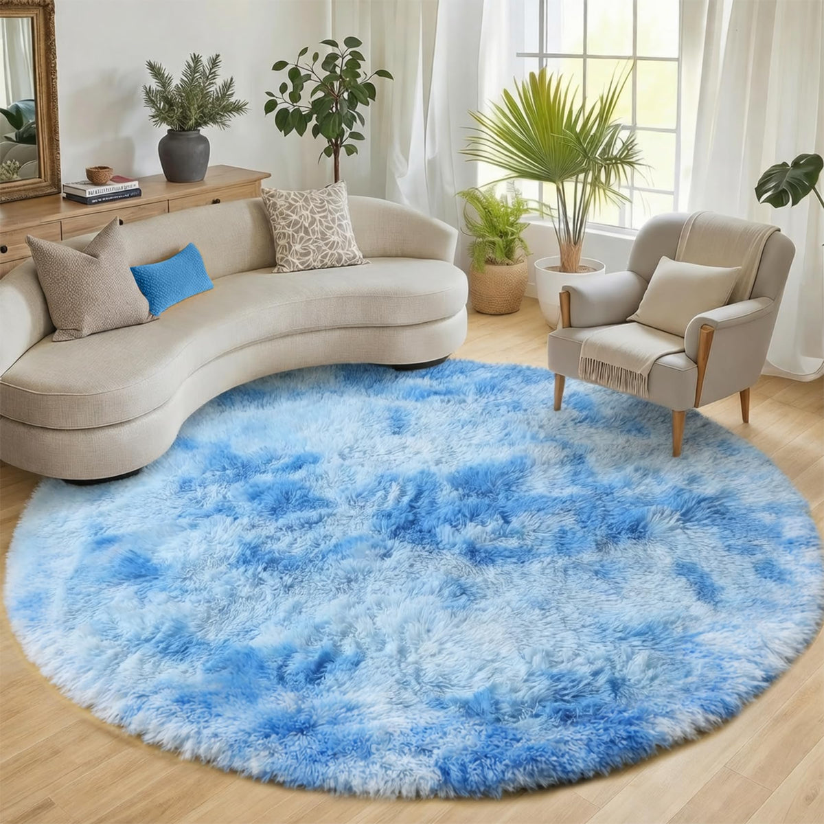 Area Rugs for Bedroom Living Room, 4x6 Fluffy Grey and Black Geometric Rug