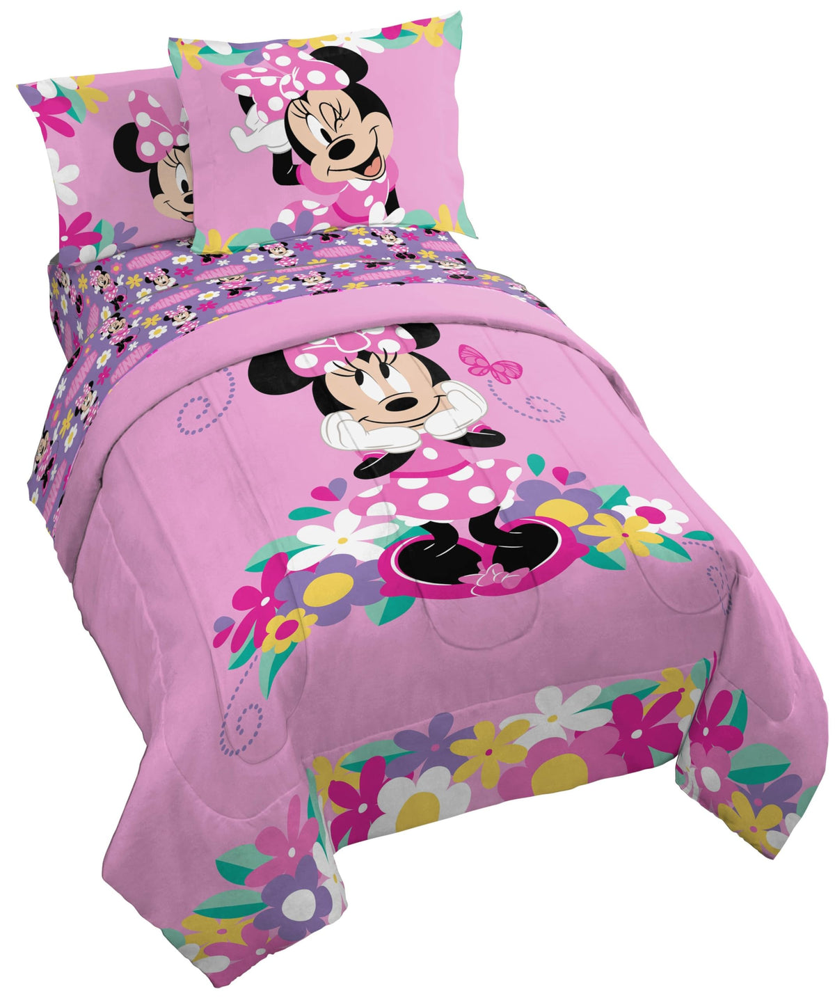Disney Frozen Kids Full Comforter Set 7 Piece Bed in a Bag, Purple