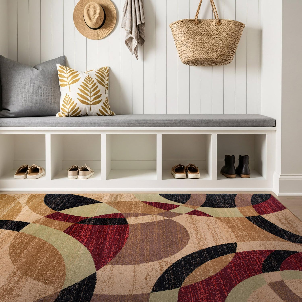 Rugshop Overlapping Circles Modern Geometric Area Rug Red 7'10" x 10'2"