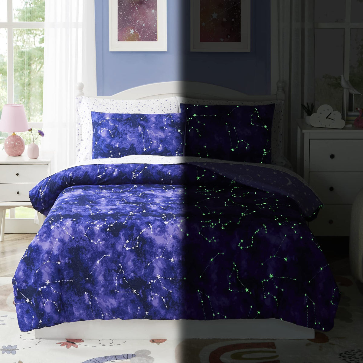 Boys Queen Size Bedding Set - 7 Pieces Space Kids Queen Comforter Set
