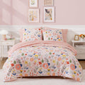 Twin XL Comforter Set for Girls - 5 Pieces Pink Floral Bed in a Bag
