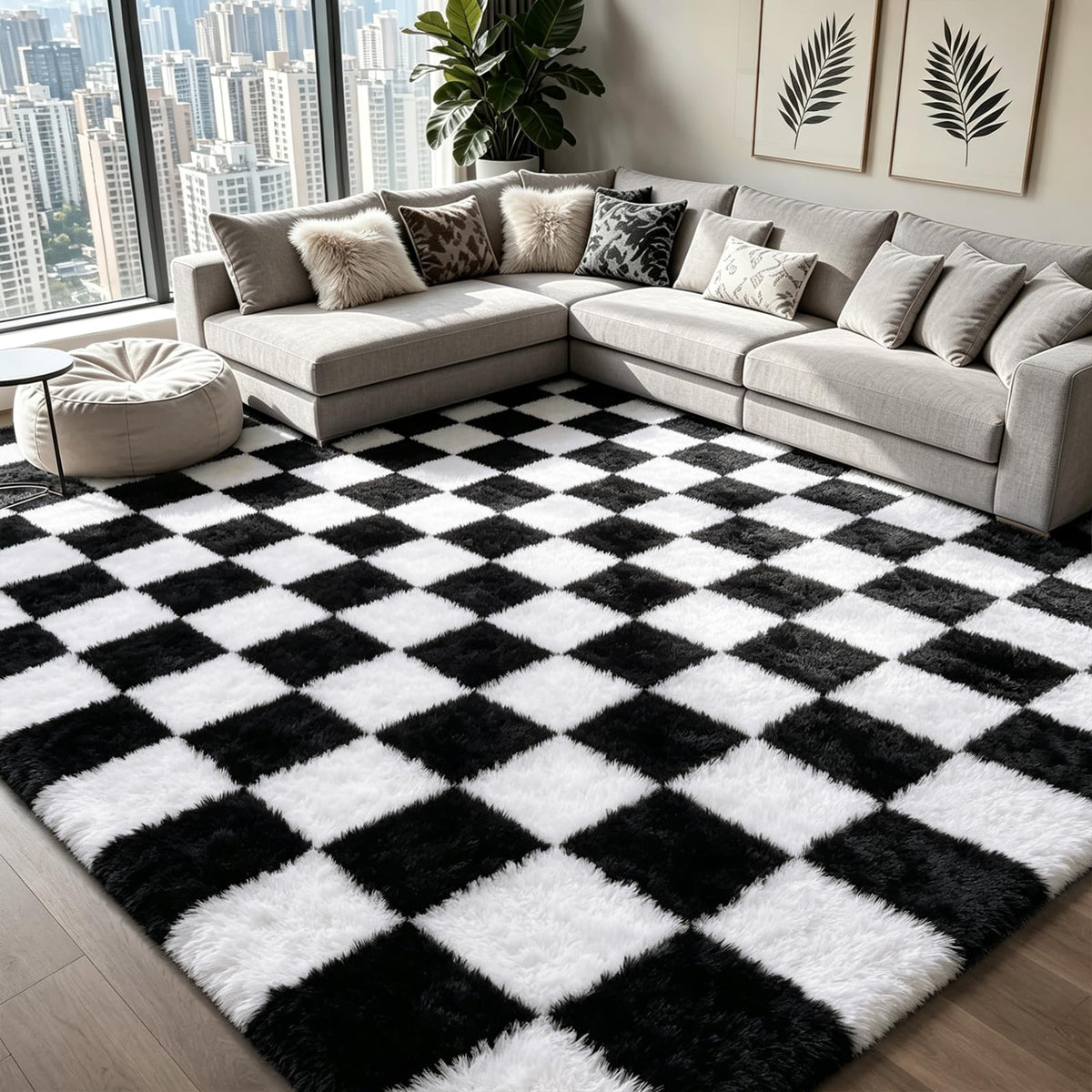 Shag Area Rugs for Bedroom Living Room,4X6 Ultra Soft Fluffy Area Rugs for Dorm,Indoor Carpet Plush Rugs for Home Decor,Tie-Dye Grey