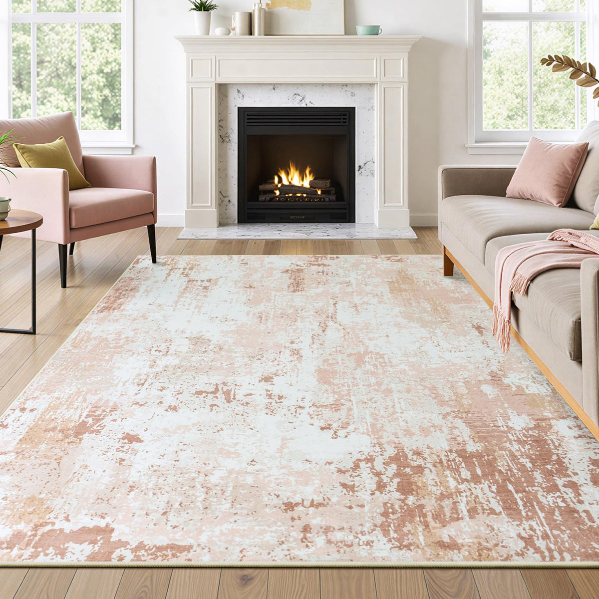 9x12 Area Rugs for Living Room, Large Washable Rug, Brown/Grey