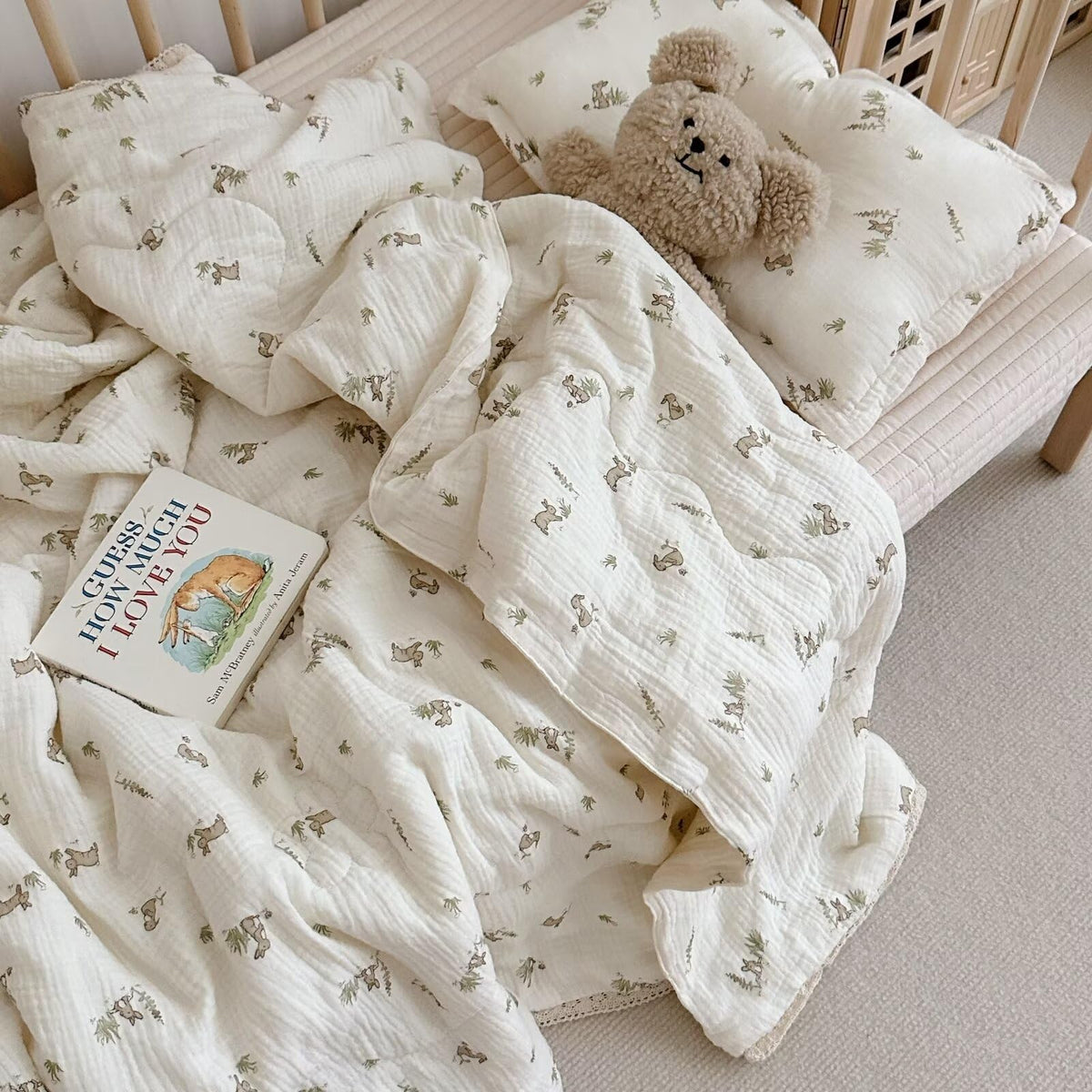 BuLuTu Carmine Flower Blanket for Girls Boys Muslin Cotton Toddler Quilt Kid Bed Soft Toddler Blankets Child Teen Bedding Decor Birthday Gifts, Camellia Pattern, 47x59 Inches
