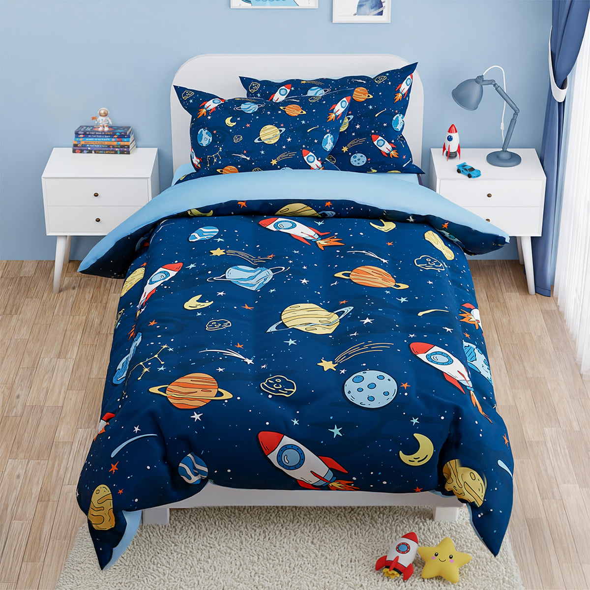 Woodland Animal Kids Bedding Set for Boys, Ultra Soft Microfiber Comforter Set Twin Size 3-Pieces, Comforters Bed Sets for Kid Tween Teen Bedroom Decor