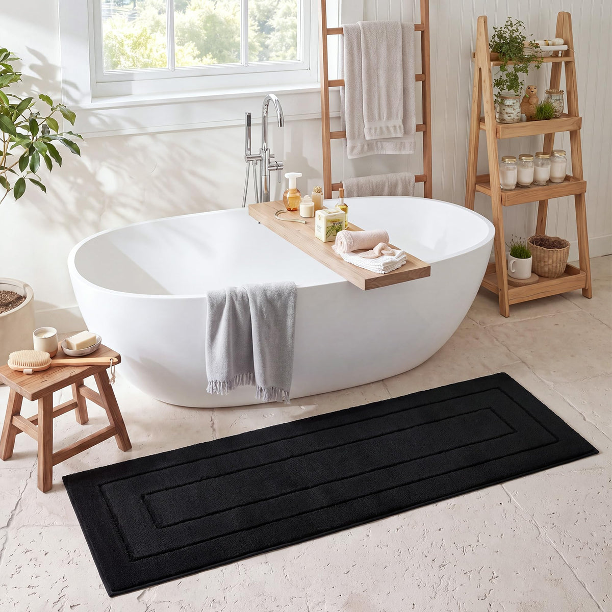 GRANNY SAYS Gray Bathroom Rug 16" x 24", Non-Slip Microfiber Bath Mat