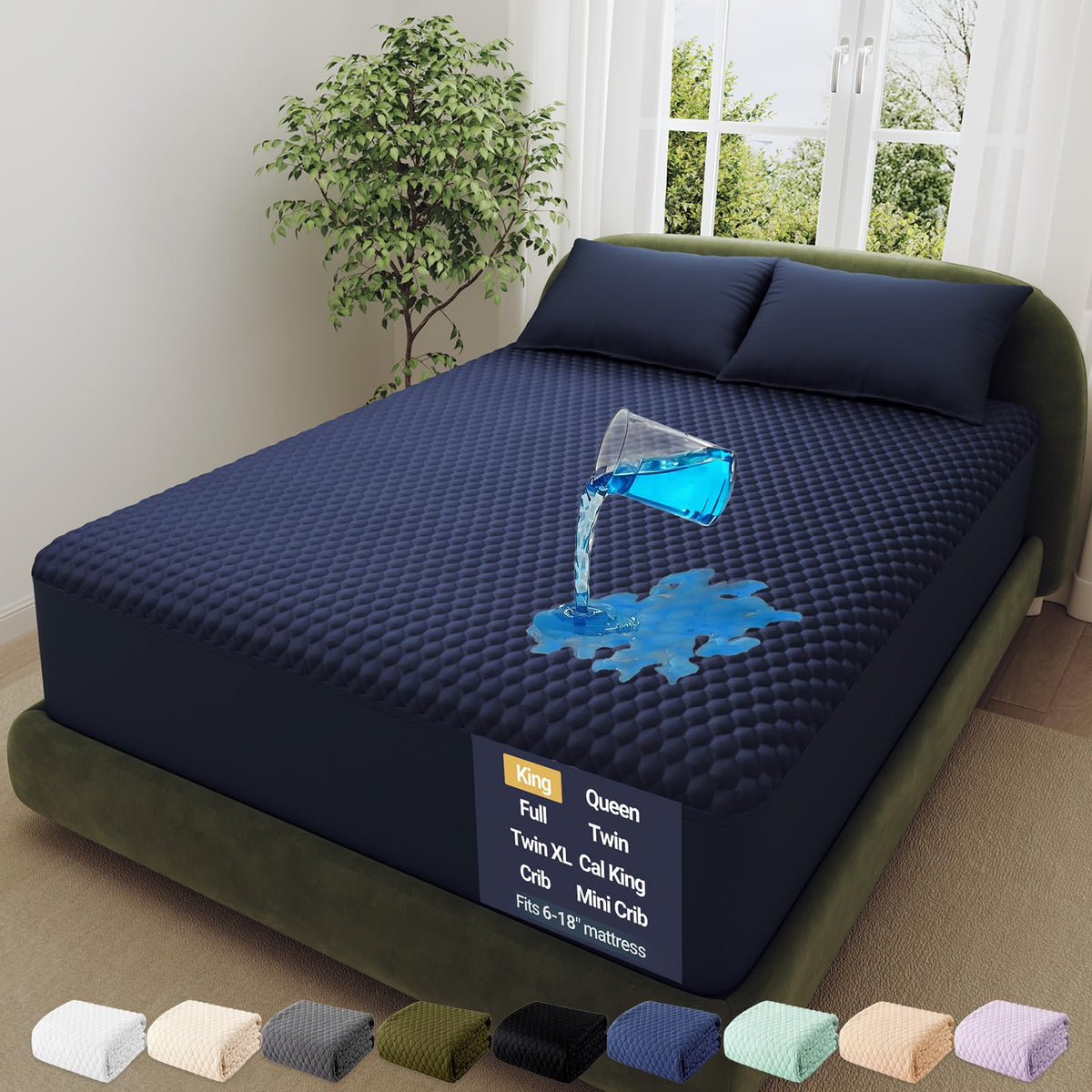 OhGeni Waterproof Mattress Protector,Twin Size Soft Bamboo Viscose Top Layer Pad,3D-Air Fabric Cooling Breathable Fitted Sheets, Washable Bed Cover for Kids Toddler Bedwetting Over 99 Count Hex Bumps