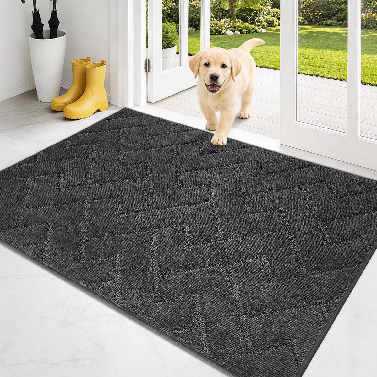 PURRUGS Dirt Trapping Door Mat Indoor Entrance, 20" x 31.5", Grey