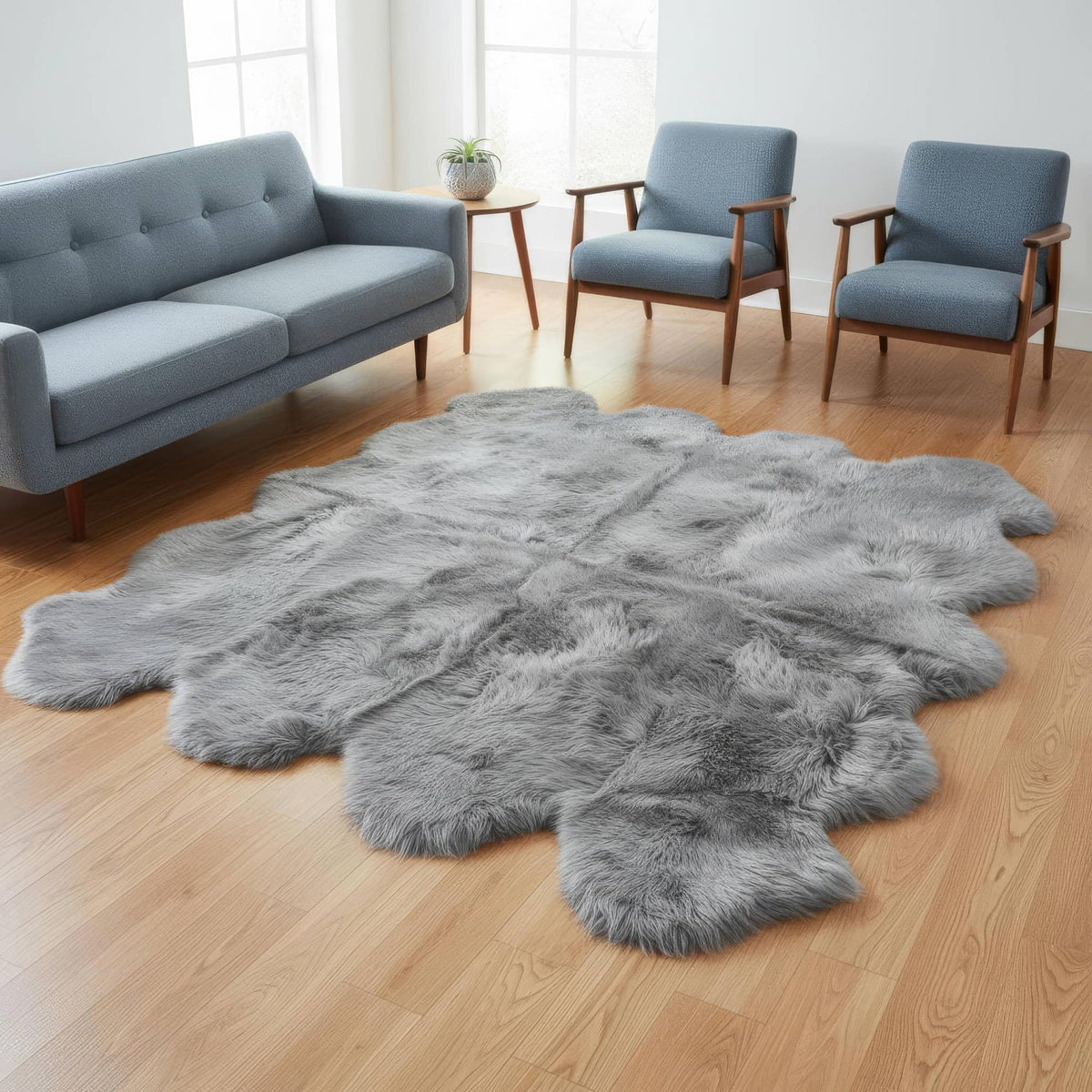 Genuine Sheepskin Rug & Chair Cover Ivory 2X3 Real Fur Throw for Bedroom