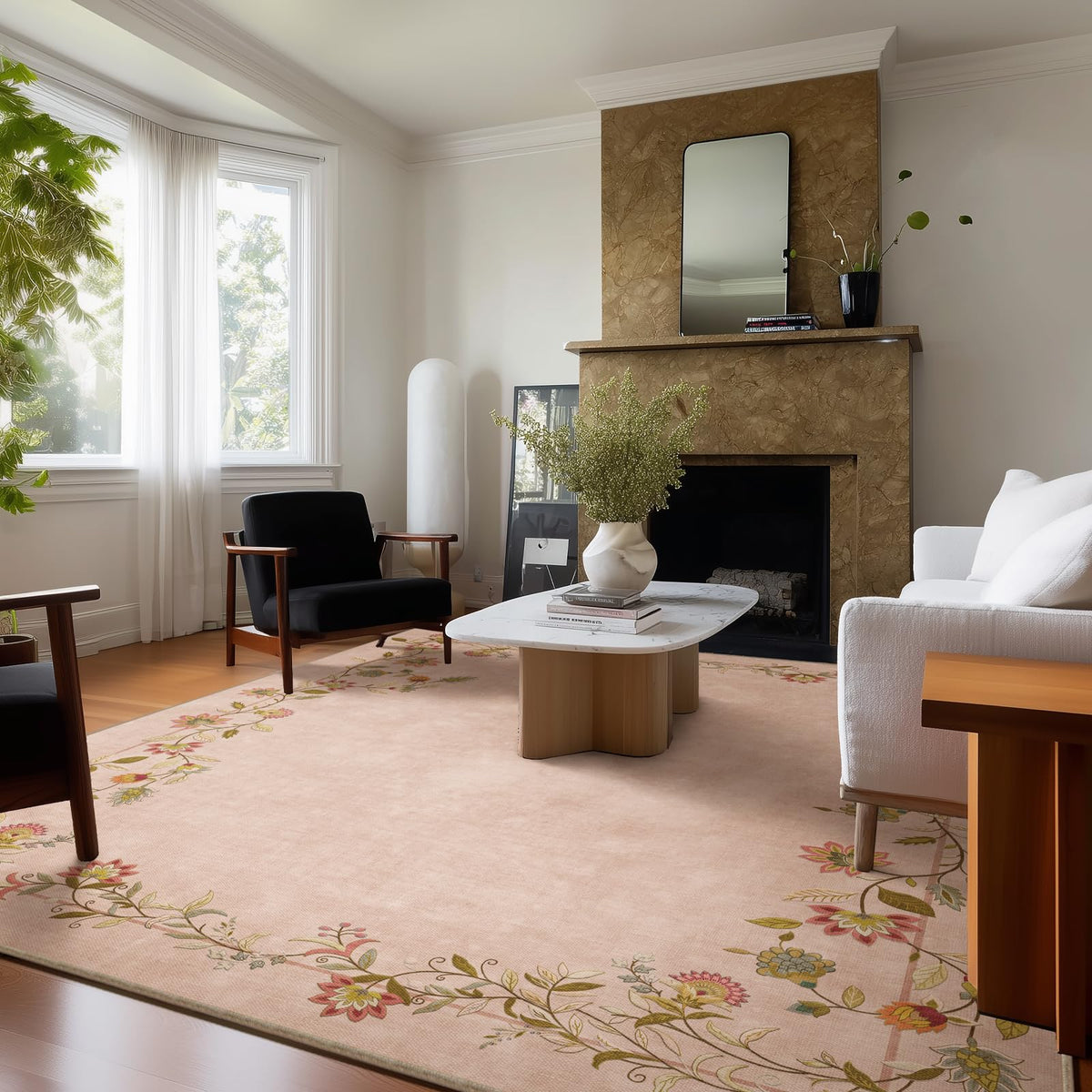 5x7 Area Rug for Living Room: Washable Bedroom Rug Non Slip Low Pile Carpet