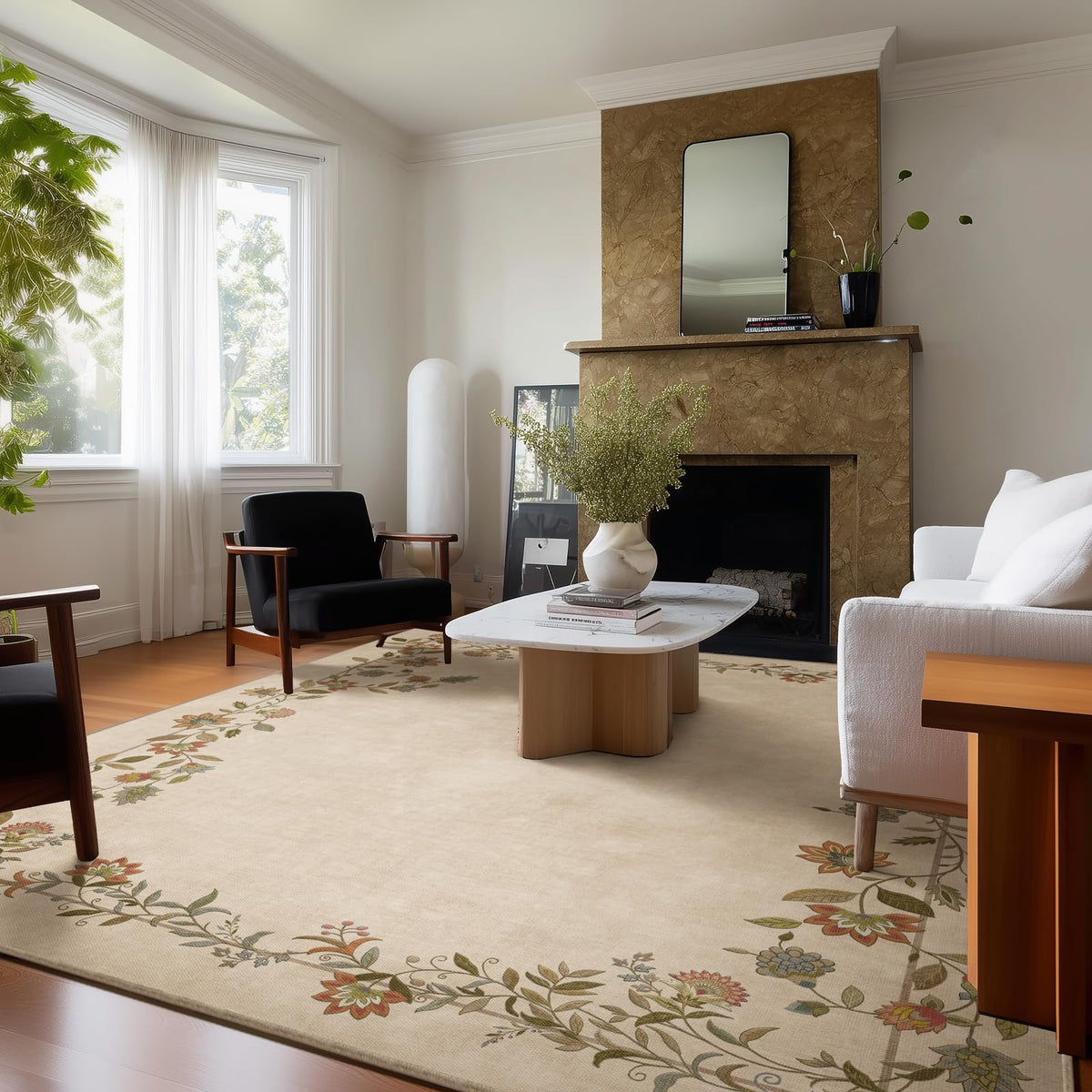 5x7 Area Rug for Living Room: Washable Bedroom Rug Non Slip Low Pile Carpet