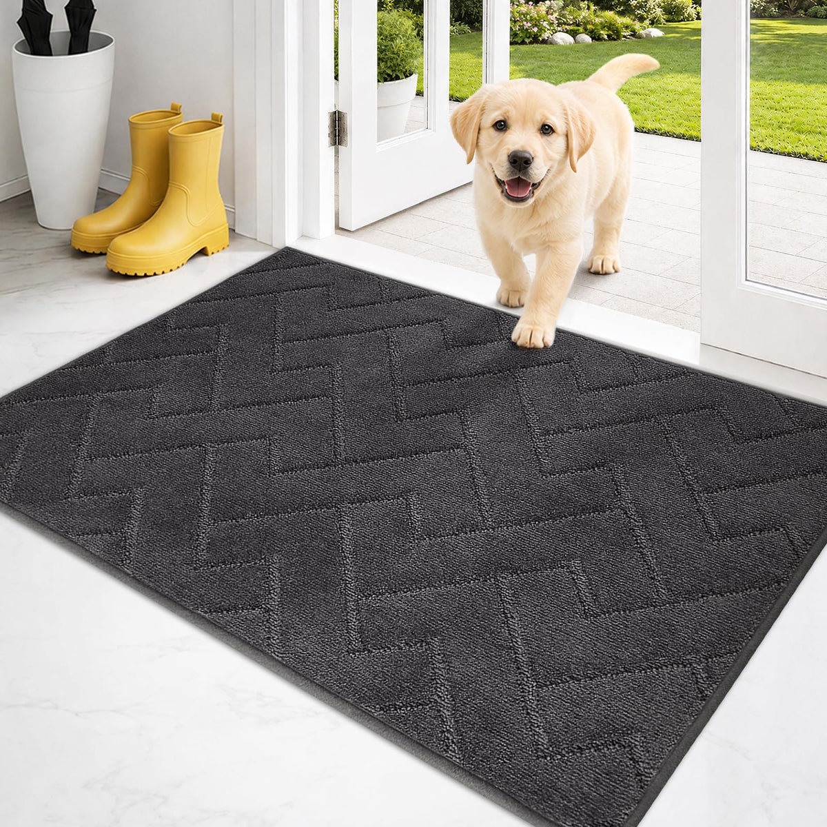 PURRUGS Dirt Trapping Door Mat Indoor Entrance, 20" x 31.5", Grey