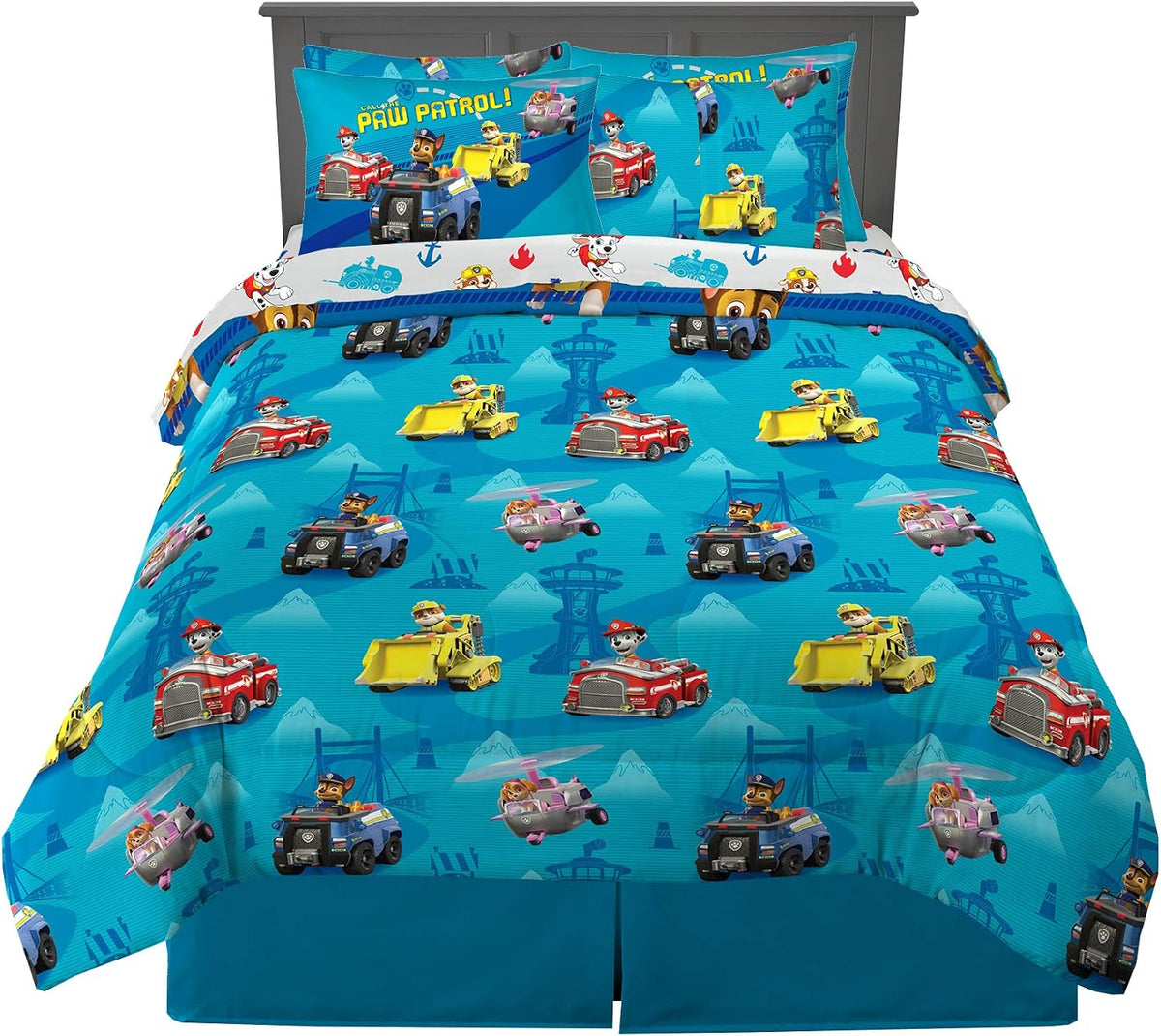 Franco Kids Bedding Super Soft Comforter and Sheet Set with Sham, 7 Piece Full Size, Paw Patrol