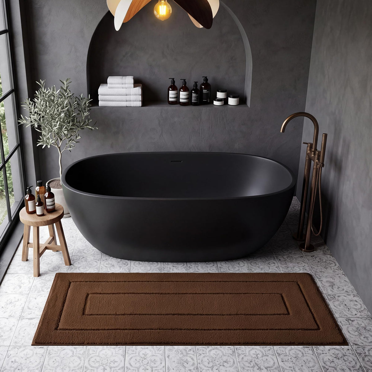 GRANNY SAYS Gray Bathroom Rug 16" x 24", Non-Slip Microfiber Bath Mat