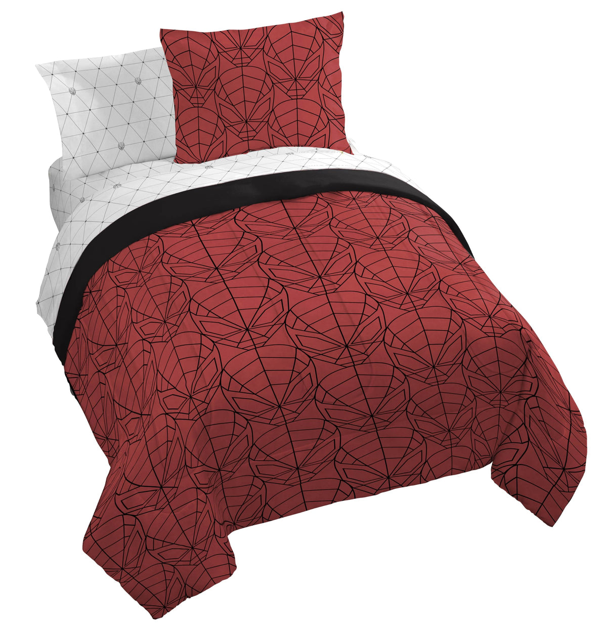 Marvel Spiderman Full Comforter Set 7 Piece Bedding for Boys, Blue