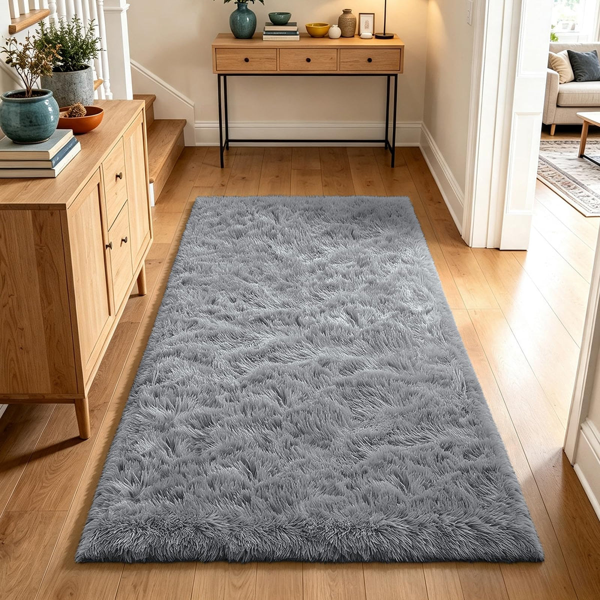 4x6 Beige Rug for Bedroom, Fluffy Shag Area Rug Small Rug Bedroom Carpet