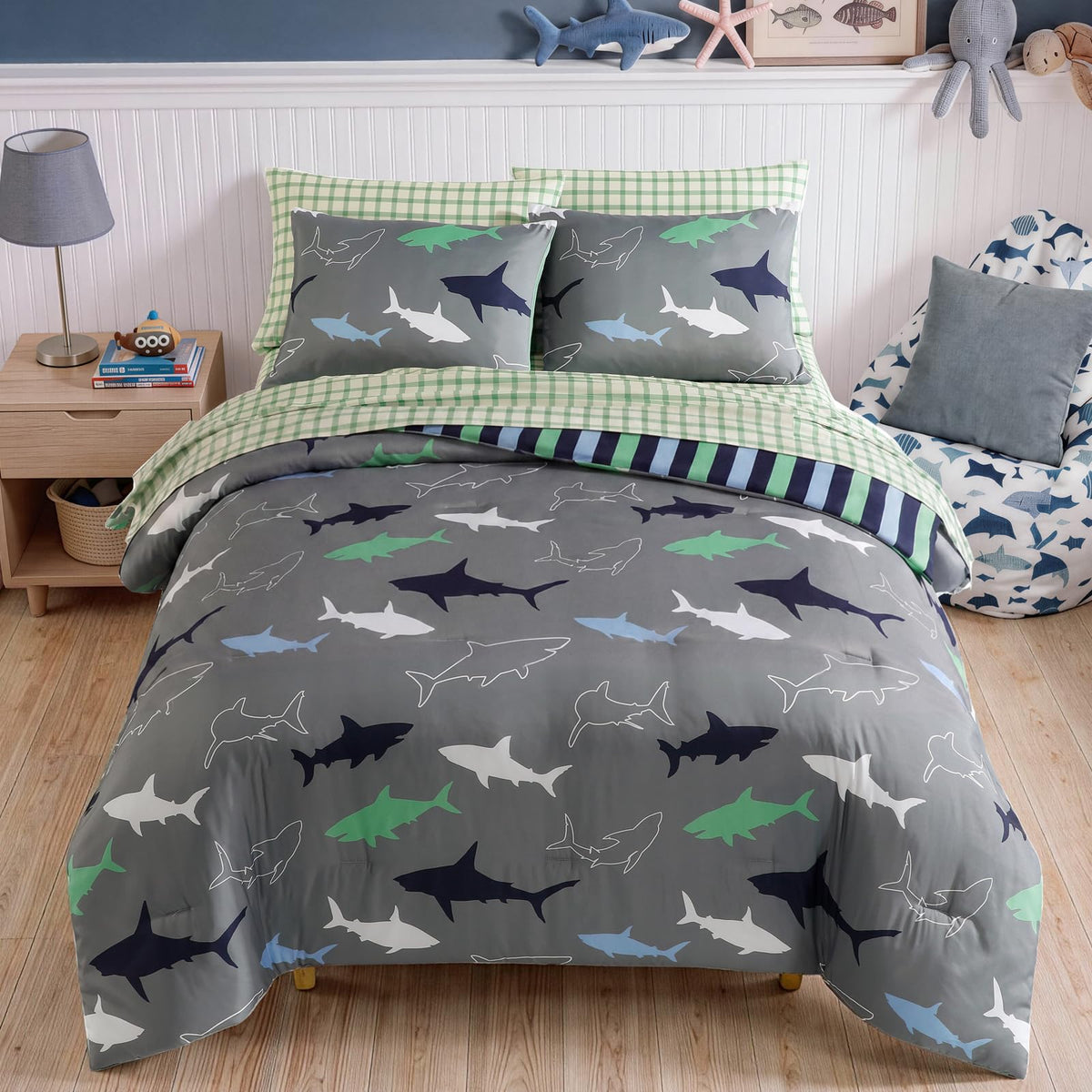 Twin Comforter Set for Boys-5 Pieces Ball Glow in the Dark Bedding Set