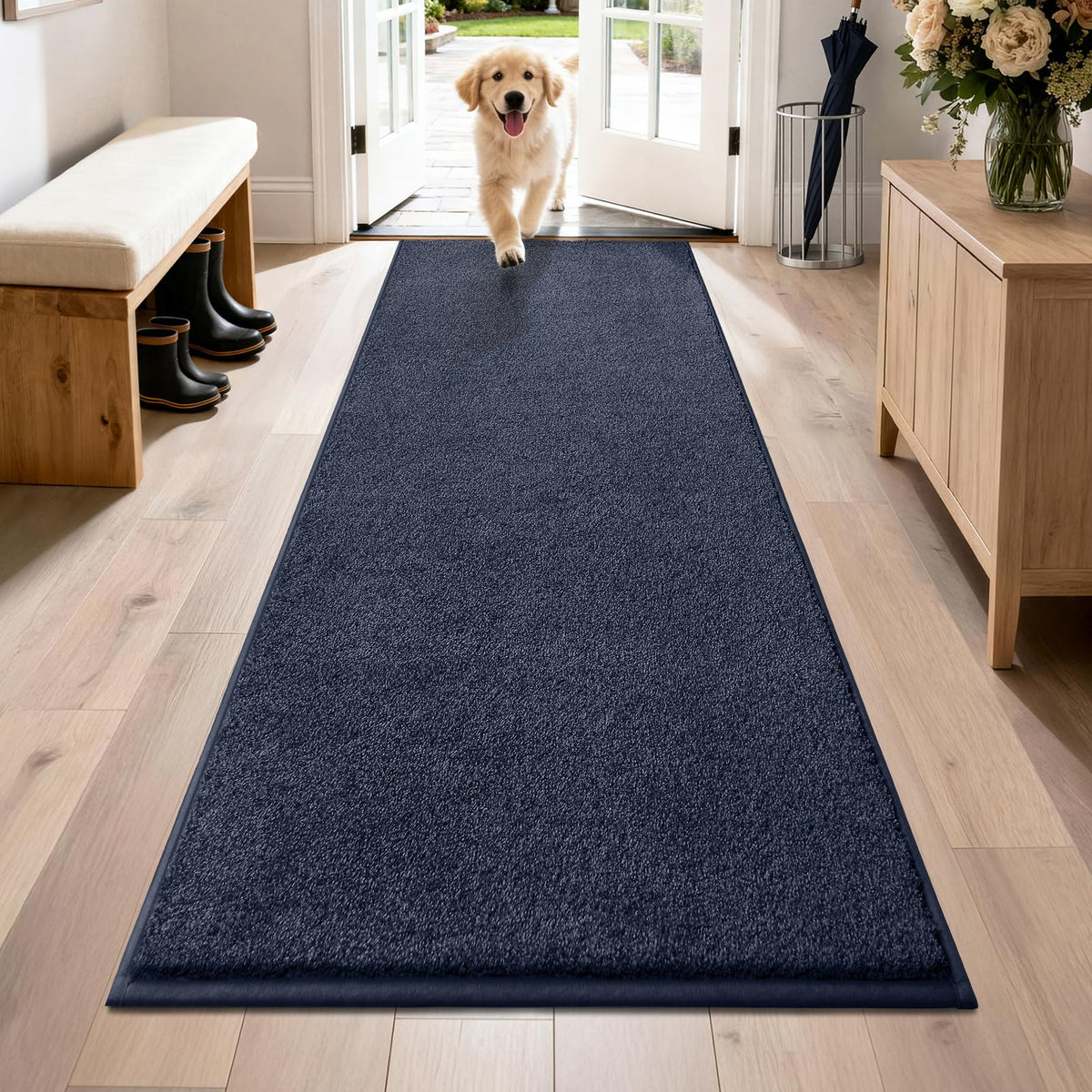 PURRUGS Dirt Trapping Indoor Door Mat, 20" x 31.5", Bluish Grey-Black