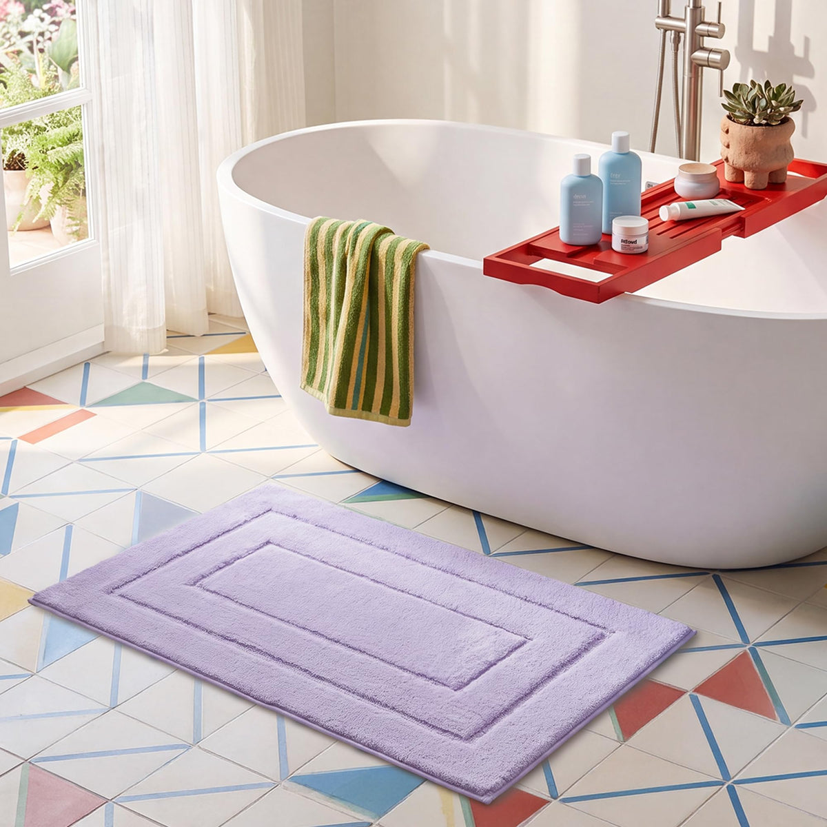 GRANNY SAYS Gray Bathroom Rug 16" x 24", Non-Slip Microfiber Bath Mat