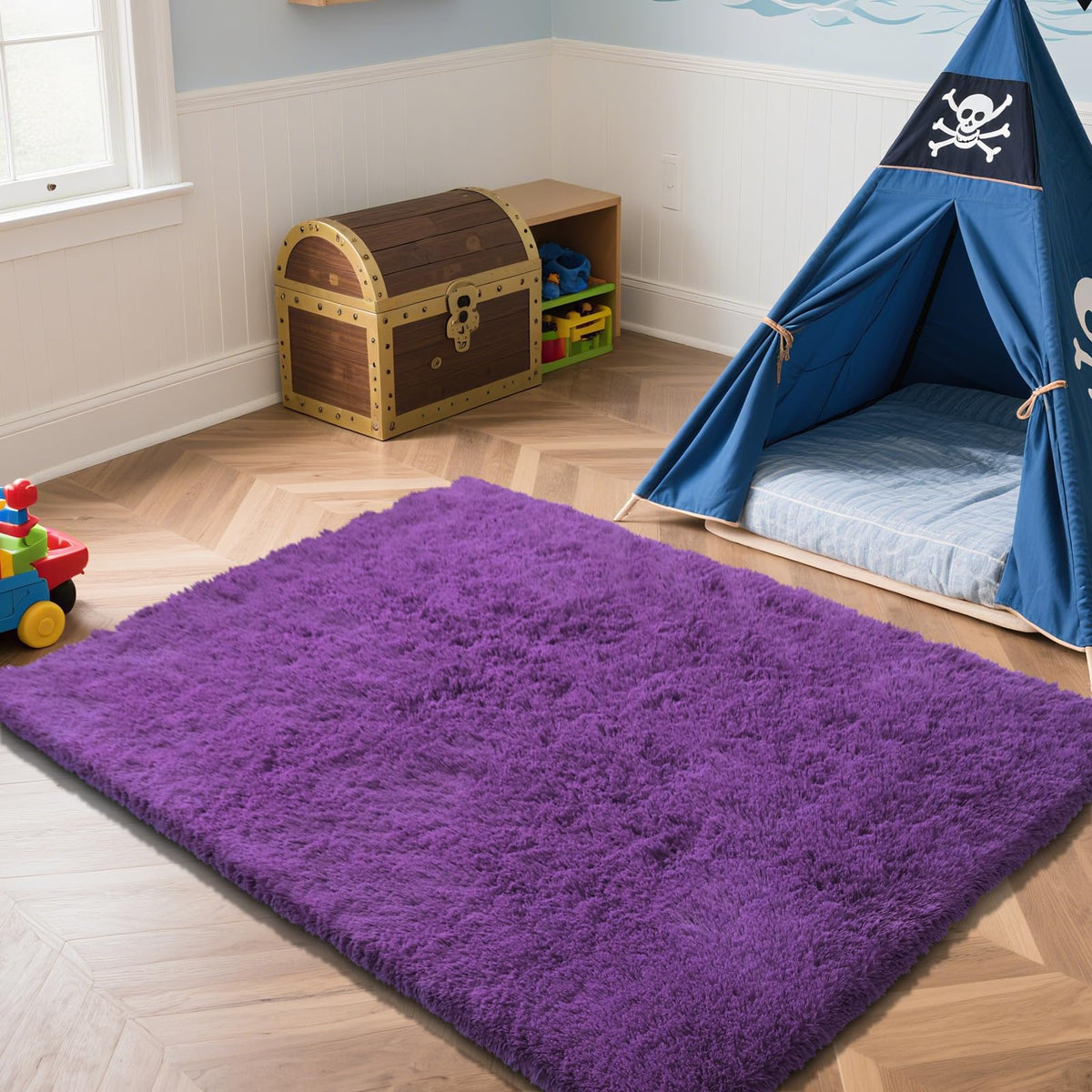 4x6 Beige Rug for Bedroom, Fluffy Shag Area Rug Small Rug Bedroom Carpet