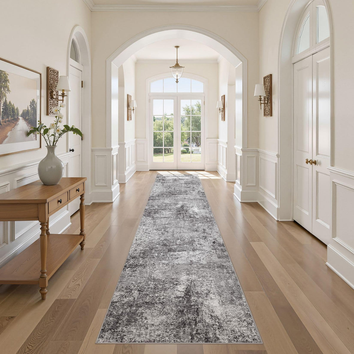 DMOYEST Area Rug Living Room Rugs 5x7 Washable Abstract Beige Blue Carpet