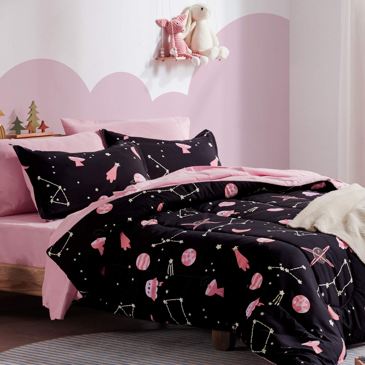 SLEEP ZONE Kids Bedding Twin Comforter Set - Super Soft & Cute Printed 2-Piece Comforter Set All Seasons for Boys, Girls, Fade Resistant, Machine Washable, Princess Castle
