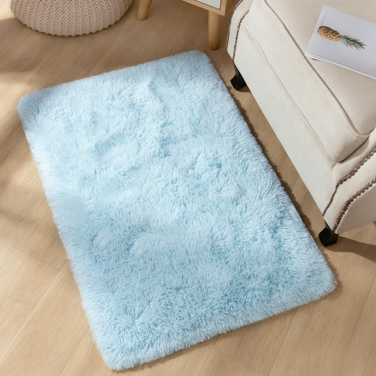 YJ.GWL Shag Runner Rug Non Slip for Bedroom Living Room Soft Small Rugs for Dorm, 2x6 Feet Grey Plush Carpet Runner for Nursery Dorm, Fuzzy Bedside Rug for Kids Boys Girls Room Home Decor