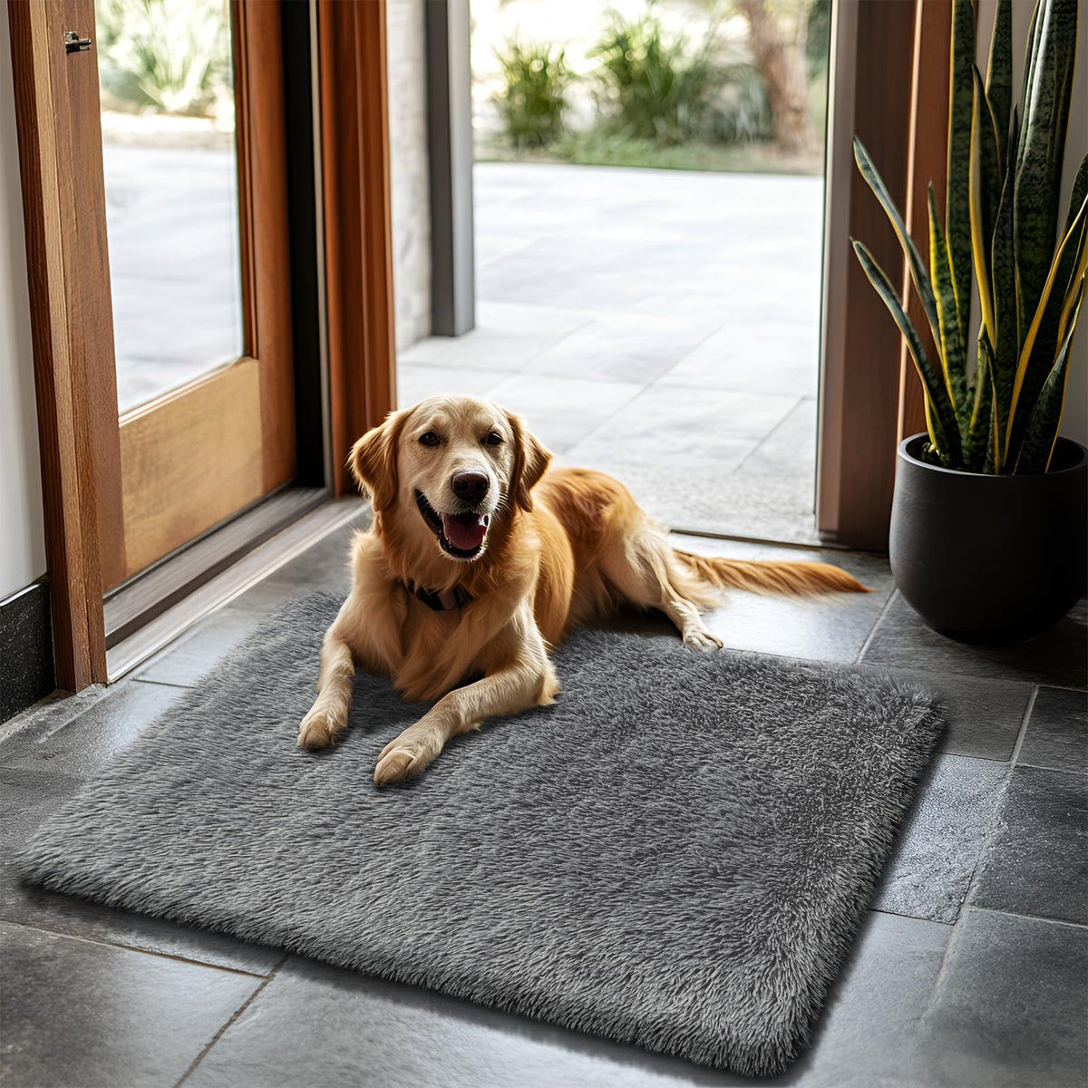 5x8 Shag Area Rug for Bedroom,Grey and Black Fluffy Rugs for Living Room