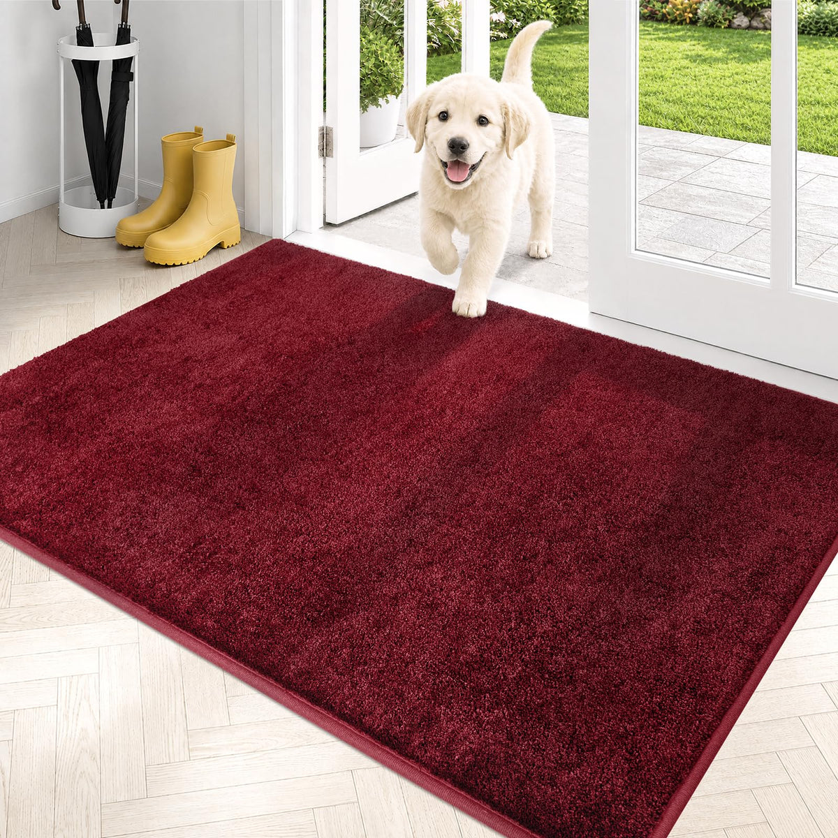 PURRUGS Dirt Trapping Indoor Door Mat, 20" x 31.5", Bluish Grey-Black