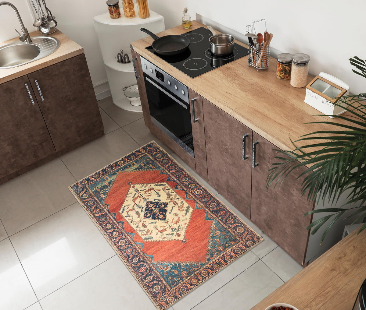 Keen Home Design Vintage Washable Entryway Rug, Non-Slip Low Pile, 3x5