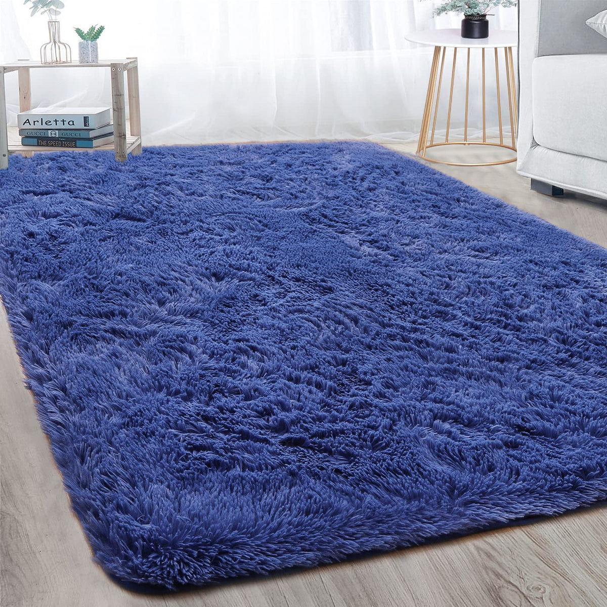 Merelax Soft Area Rug for Livingroom Bedroom, Machine Washable 4x6 Black Rugs Fluffy Shaggy Bedside Rug, Non Slip Indoor Carpet for Nursery Kids Room Home Decor Aesthetic