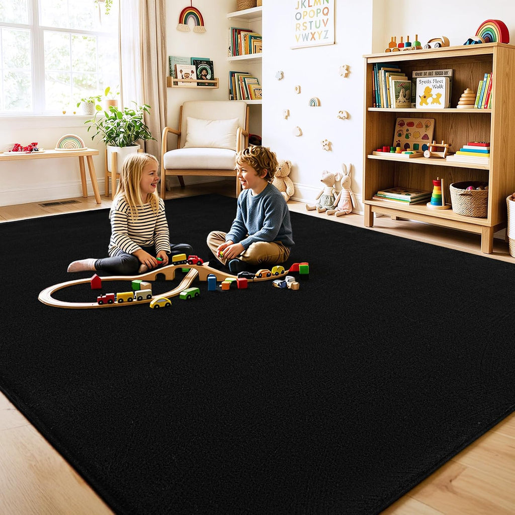 4x6 Black Area Rugs for Living Room, Non-Shedding Memory Foam Carpet