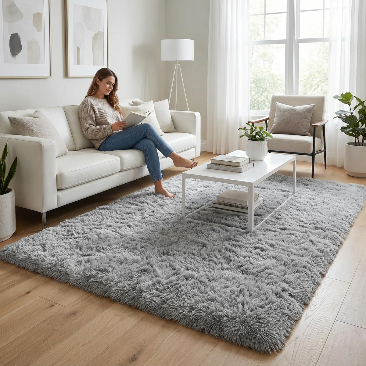 Merelax Soft Area Rug for Livingroom Bedroom, Machine Washable 4x6 Black Rugs Fluffy Shaggy Bedside Rug, Non Slip Indoor Carpet for Nursery Kids Room Home Decor Aesthetic