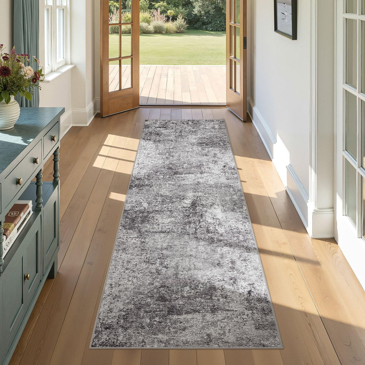 DMOYEST Area Rug Living Room Rugs 5x7 Washable Abstract Beige Blue Carpet