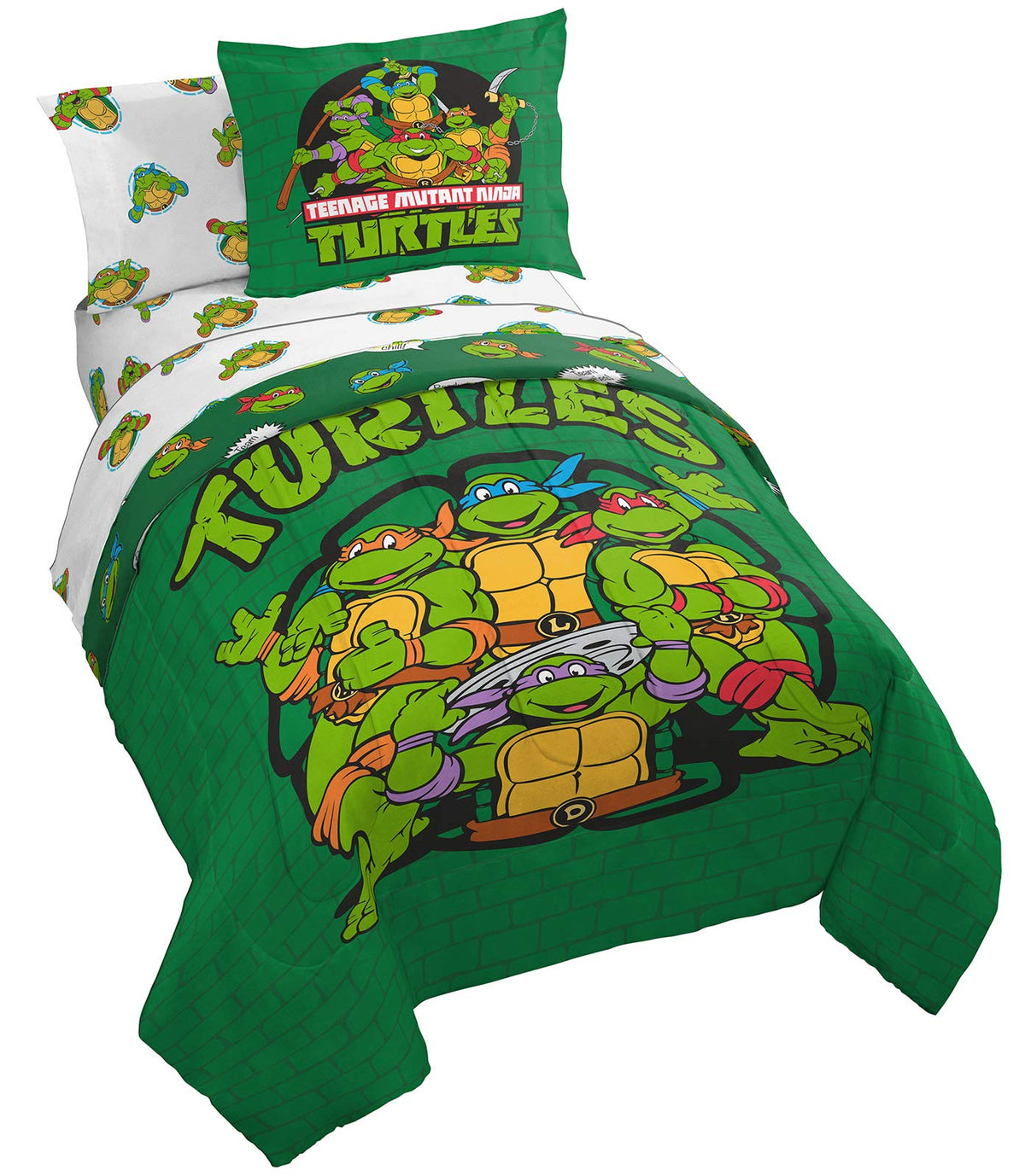Jay Franco Minecraft 5 Piece Twin Bedding Set - Includes Reversible Comforter, Sheets and Pillowcases - Features Creeper, Ghost, Zombie and Enderman