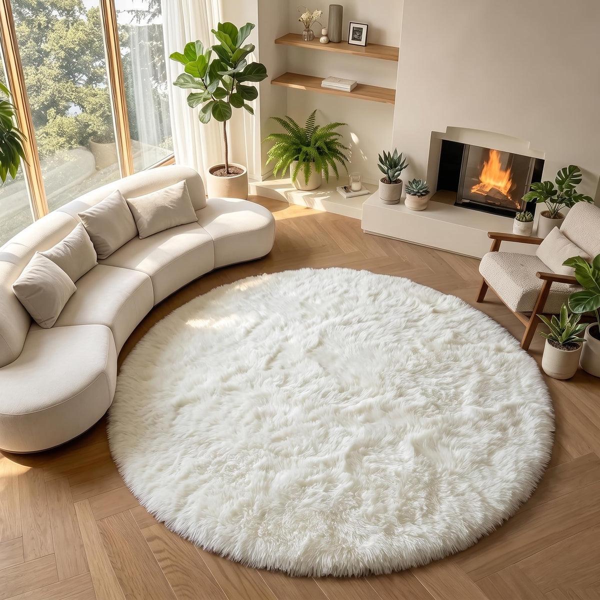 Area Rugs for Bedroom Living Room, 4x6 Fluffy Grey and Black Geometric Rug