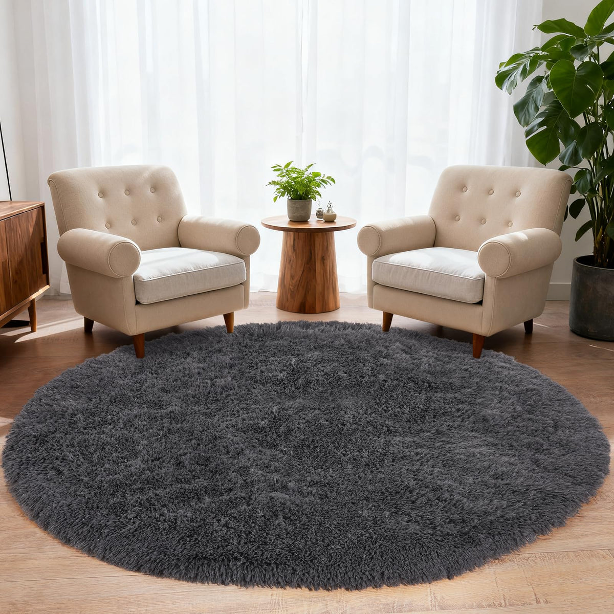 Large Cream White Rugs 5x7, Fluffy Shag Living Room Area Rugs