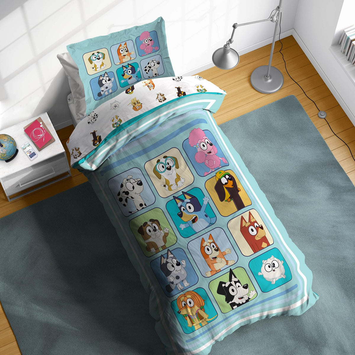 Sunny Side Up Bluey & Friends Full Comforter Set - 7 Piece Kids Bedding Includes Comforter, Sheets & Pillow Cover - Super Soft Microfiber Bed Set