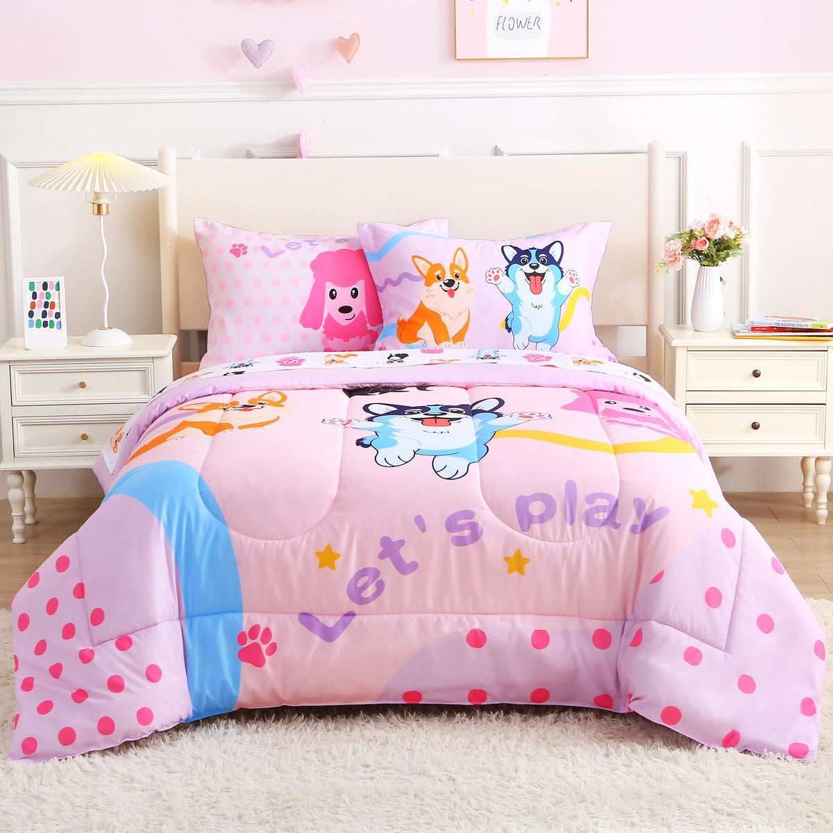 lasoftan Kids' Monster Truck Bedding Set, 7-Piece Soft Fluffy Bed-in-a-Bag with Comforter, Fitted Sheet, Flat Sheet, Pillowcase, Pillow Sham, Deep Pocket 15", All-Season, Monster Jam, Full