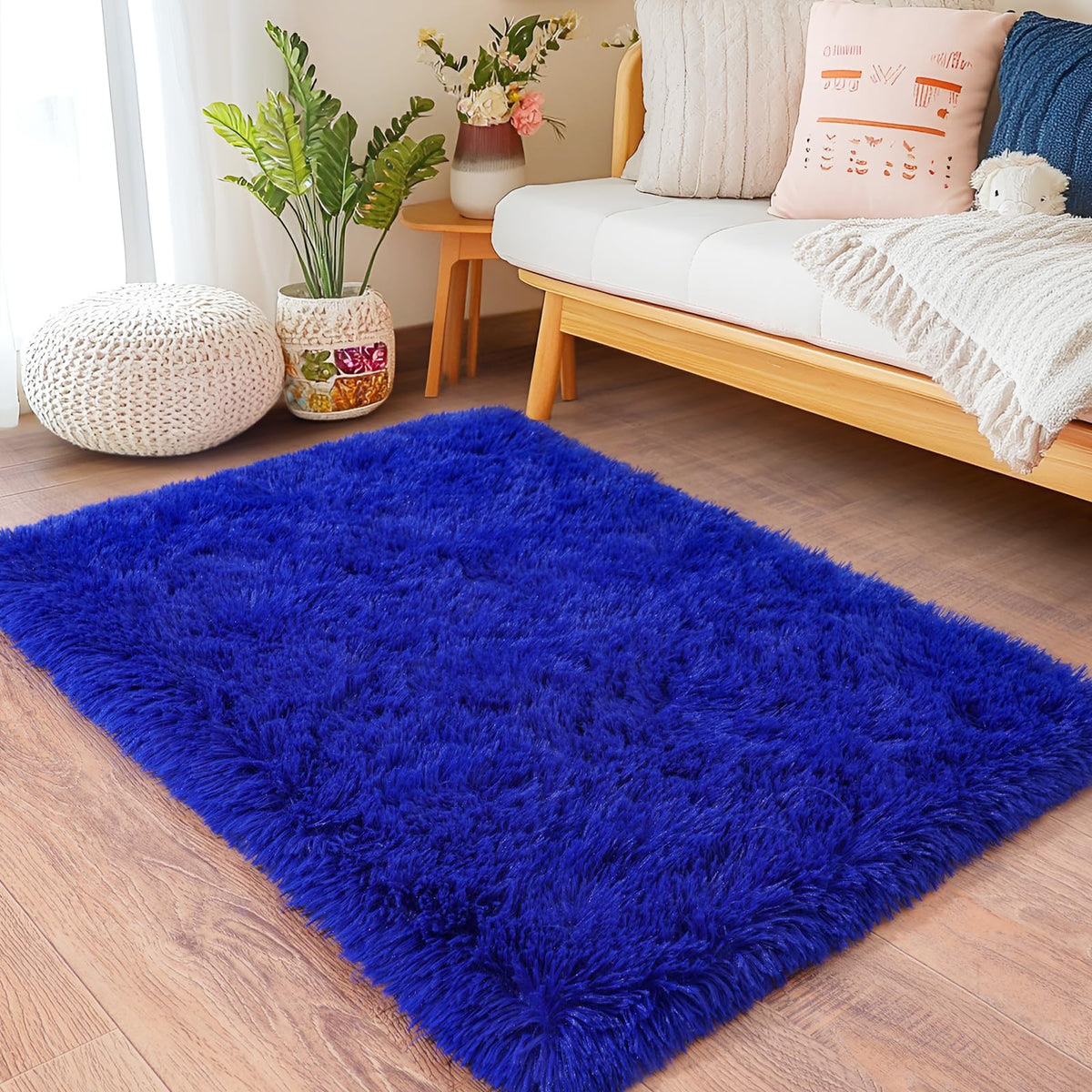 Black Rug for Bedroom, Soft Shaggy Modern Shag 4x6 Area Rugs for Living Room, Upgrade Non-Slip Plush Fluffy Carpet for Kids Boys Girls Room Dorm Home Decor Aesthetic