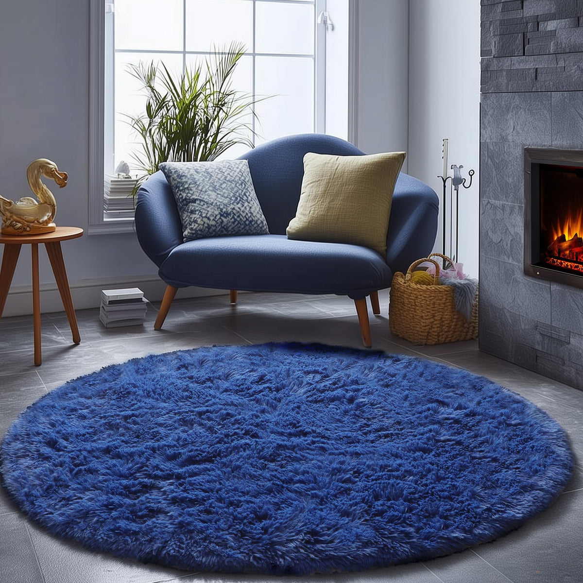 Area Rugs for Bedroom Living Room, 4x6 Fluffy Grey and Black Geometric Rug