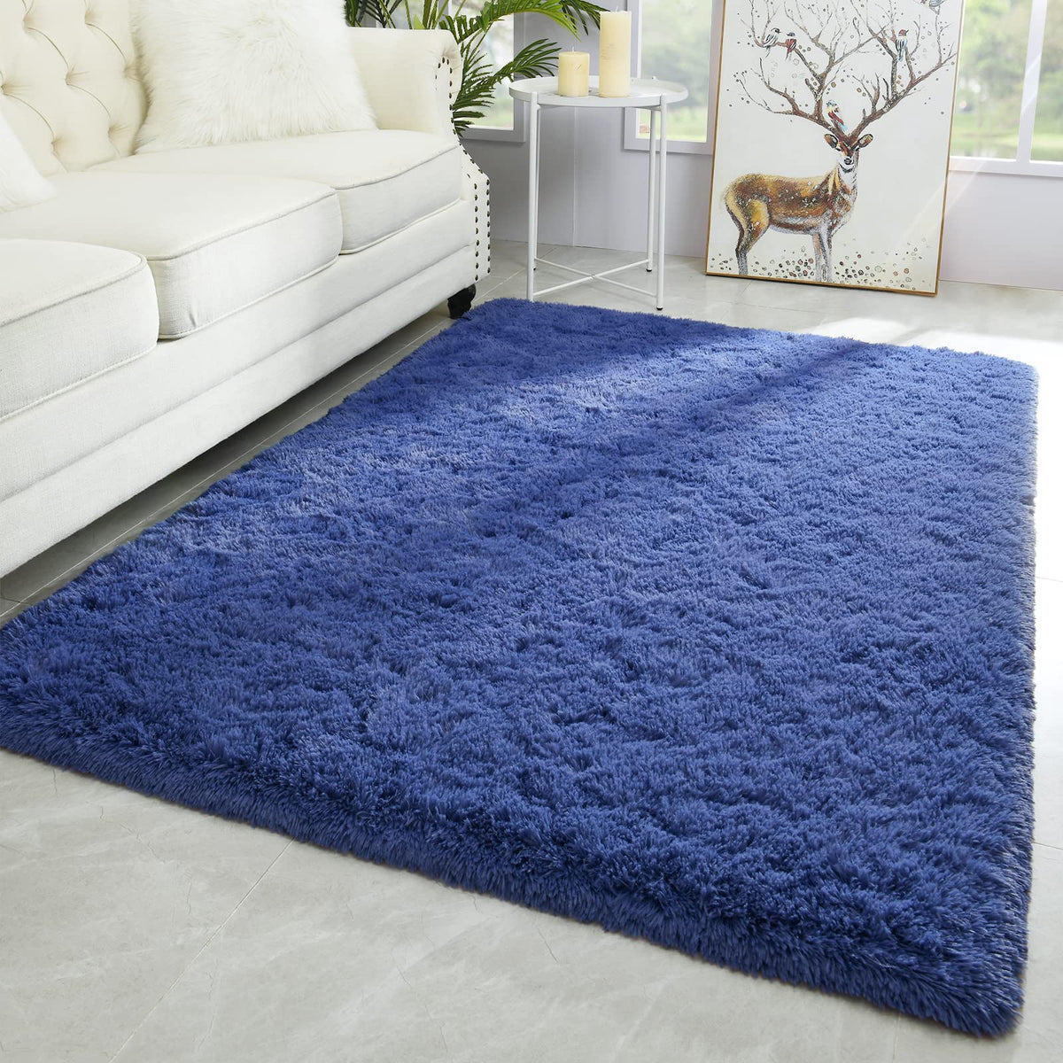 Merelax Soft Area Rug for Livingroom Bedroom, Machine Washable 4x6 Black Rugs Fluffy Shaggy Bedside Rug, Non Slip Indoor Carpet for Nursery Kids Room Home Decor Aesthetic